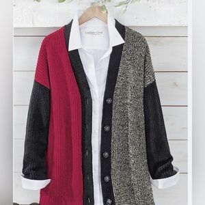 Coldwater Creek Colorblock Cardigan Sweater Women's Size 1X NEW